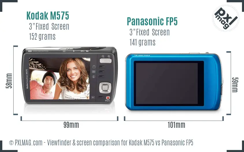 Kodak M575 vs Panasonic FP5 Screen and Viewfinder comparison