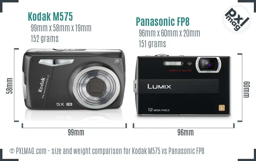 Kodak M575 vs Panasonic FP8 size comparison