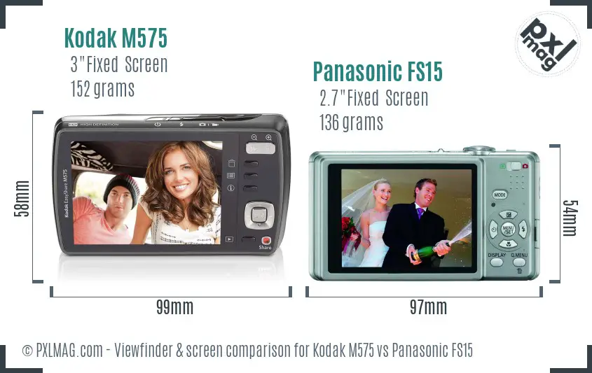Kodak M575 vs Panasonic FS15 Screen and Viewfinder comparison Kodak M575 vs Panasonic FS15 Screen and Viewfinder comparison