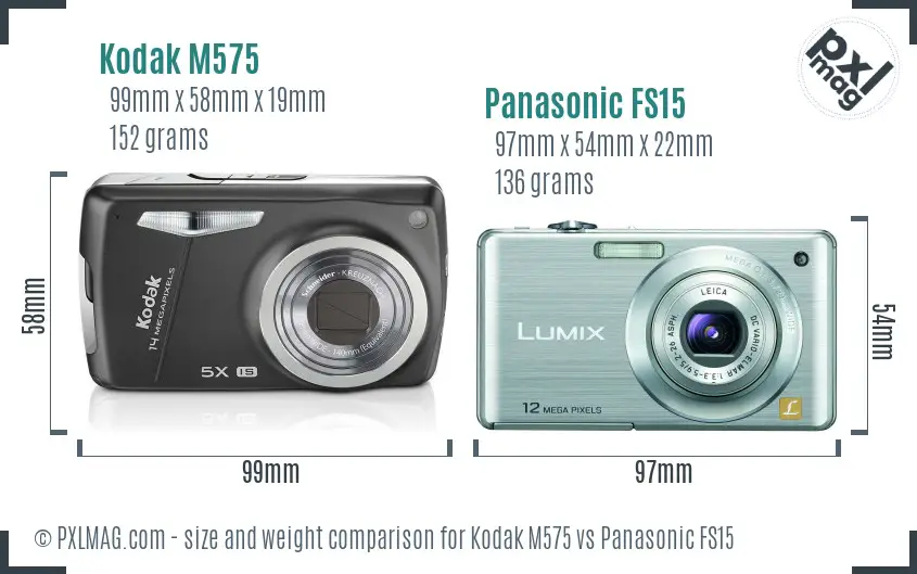 Kodak M575 vs Panasonic FS15 size comparison Kodak M575 vs Panasonic FS15 size comparison