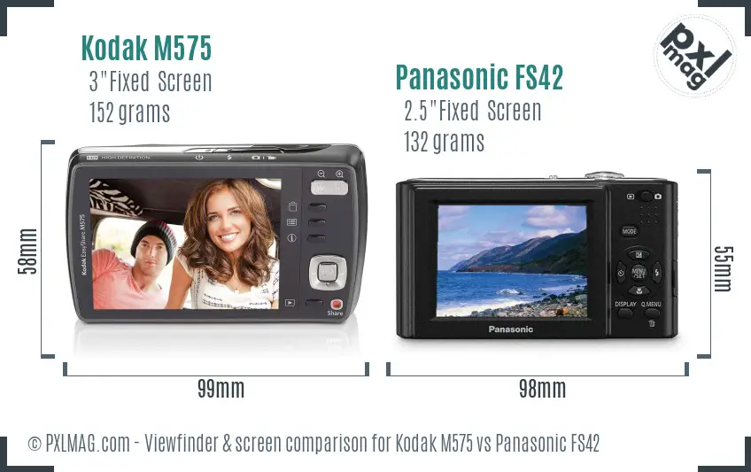 Kodak M575 vs Panasonic FS42 Screen and Viewfinder comparison