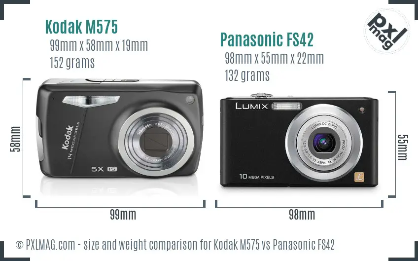 Kodak M575 vs Panasonic FS42 size comparison