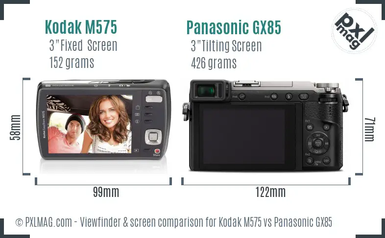 Kodak M575 vs Panasonic GX85 Screen and Viewfinder comparison