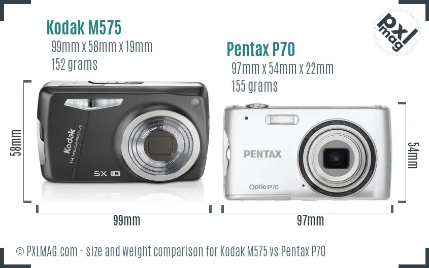 Kodak M575 vs Pentax P70 size comparison Kodak M575 vs Pentax P70 size comparison