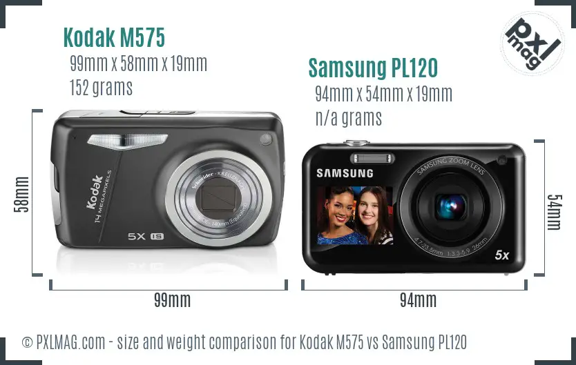Kodak M575 vs Samsung PL120 size comparison