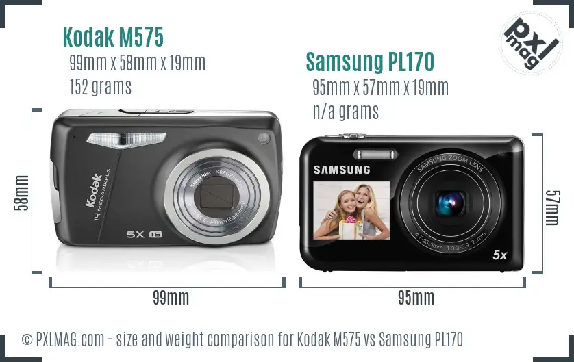 Kodak M575 vs Samsung PL170 size comparison