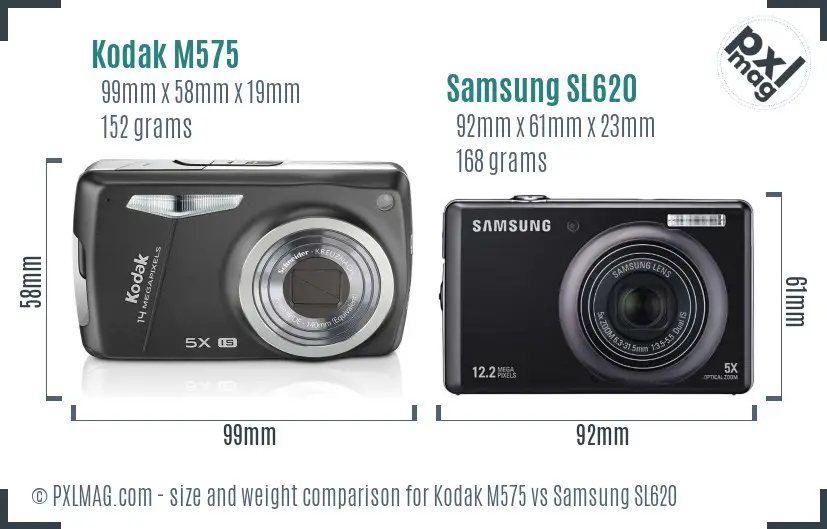 Kodak M575 vs Samsung SL620 size comparison