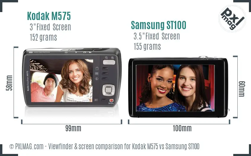 Kodak M575 vs Samsung ST100 Screen and Viewfinder comparison Kodak M575 vs Samsung ST100 Screen and Viewfinder comparison