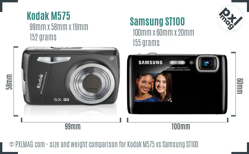 Kodak M575 vs Samsung ST100 size comparison Kodak M575 vs Samsung ST100 size comparison