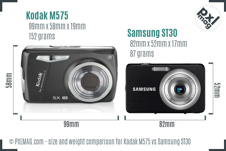 Kodak M575 vs Samsung ST30 size comparison