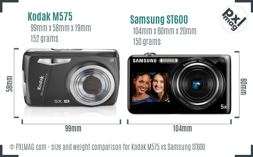 Kodak M575 vs Samsung ST600 size comparison