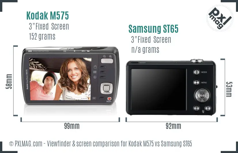 Kodak M575 vs Samsung ST65 Screen and Viewfinder comparison