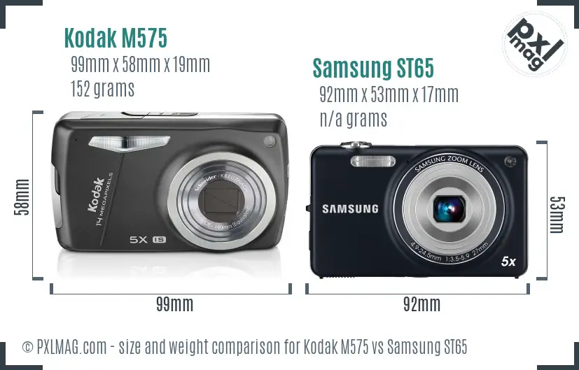 Kodak M575 vs Samsung ST65 size comparison