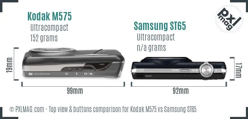 Kodak M575 vs Samsung ST65 top view buttons comparison