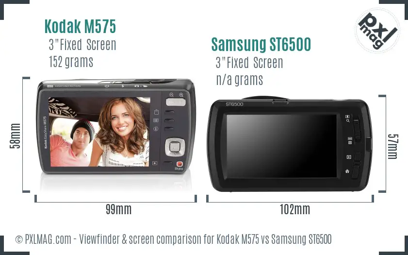 Kodak M575 vs Samsung ST6500 Screen and Viewfinder comparison