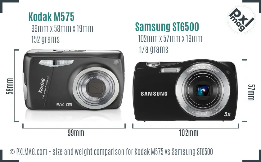 Kodak M575 vs Samsung ST6500 size comparison