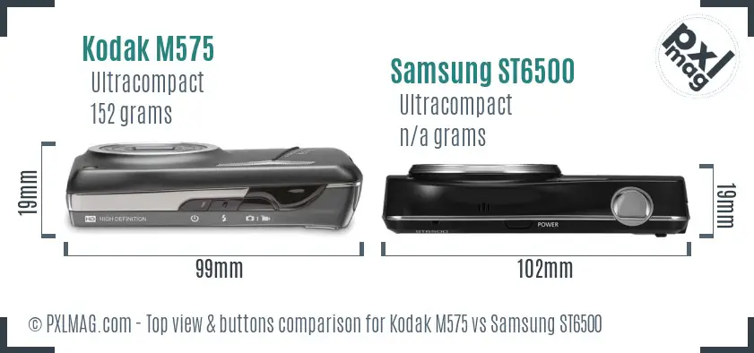 Kodak M575 vs Samsung ST6500 top view buttons comparison