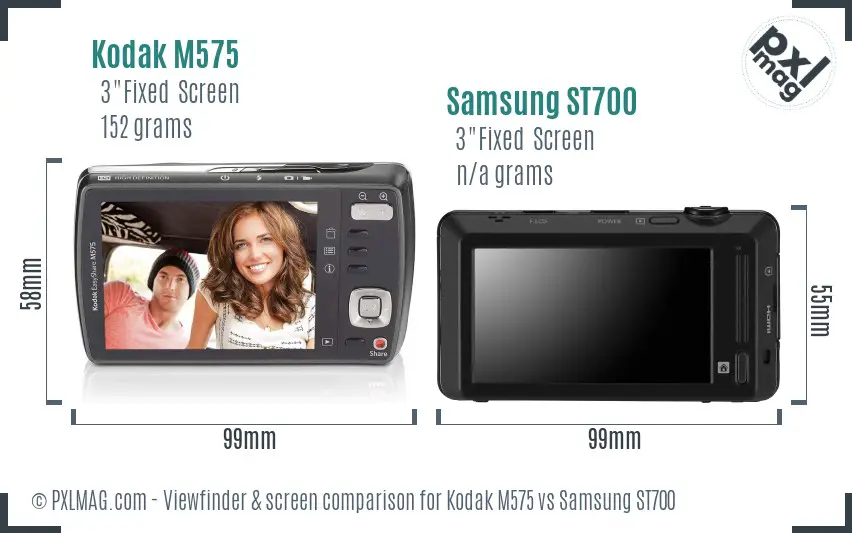 Kodak M575 vs Samsung ST700 Screen and Viewfinder comparison