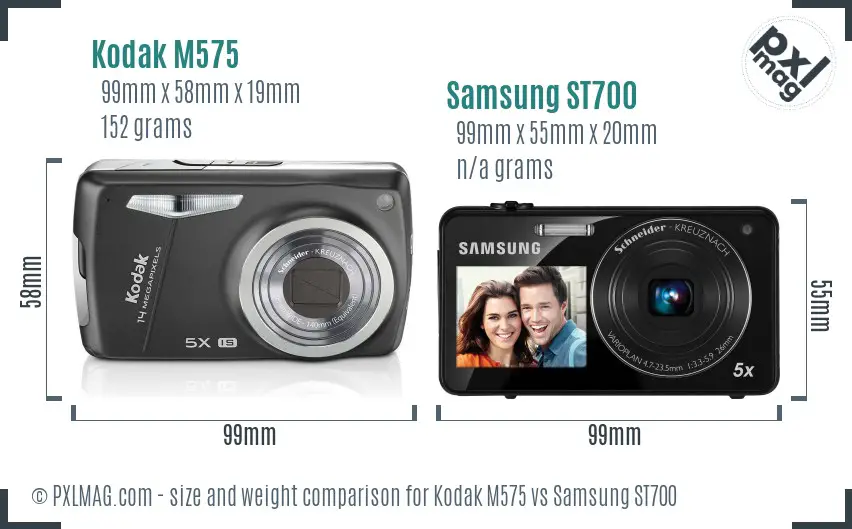 Kodak M575 vs Samsung ST700 size comparison