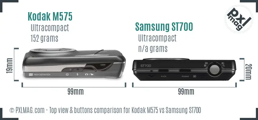 Kodak M575 vs Samsung ST700 top view buttons comparison