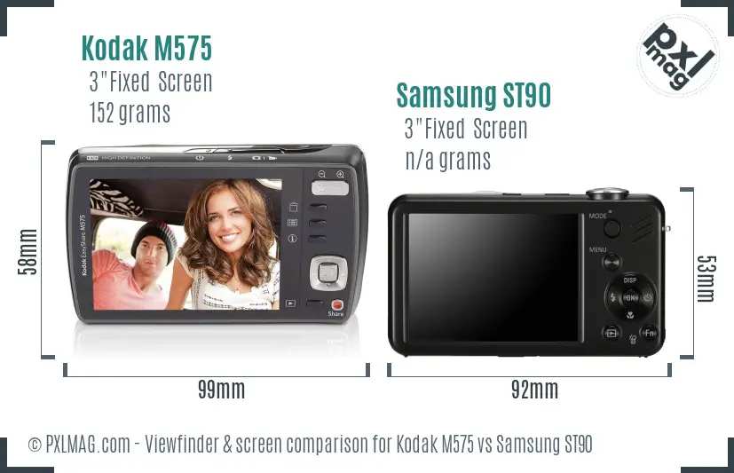 Kodak M575 vs Samsung ST90 Screen and Viewfinder comparison