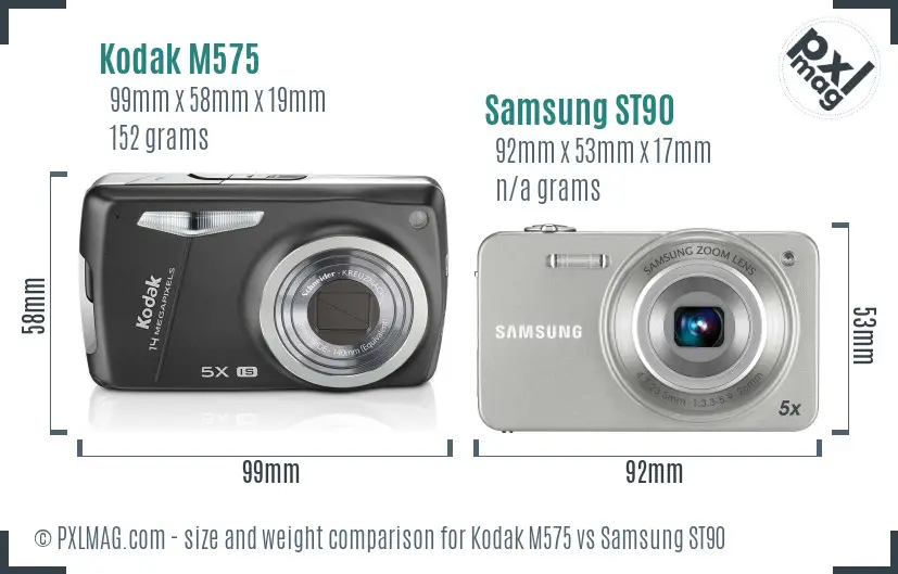 Kodak M575 vs Samsung ST90 size comparison
