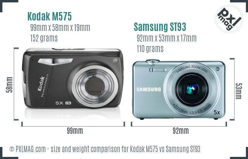 Kodak M575 vs Samsung ST93 size comparison