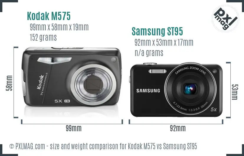 Kodak M575 vs Samsung ST95 size comparison