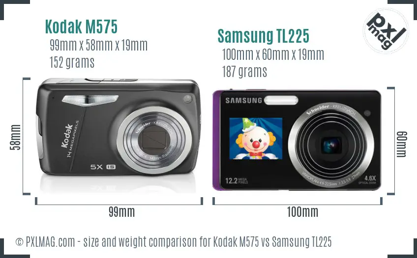 Kodak M575 vs Samsung TL225 size comparison