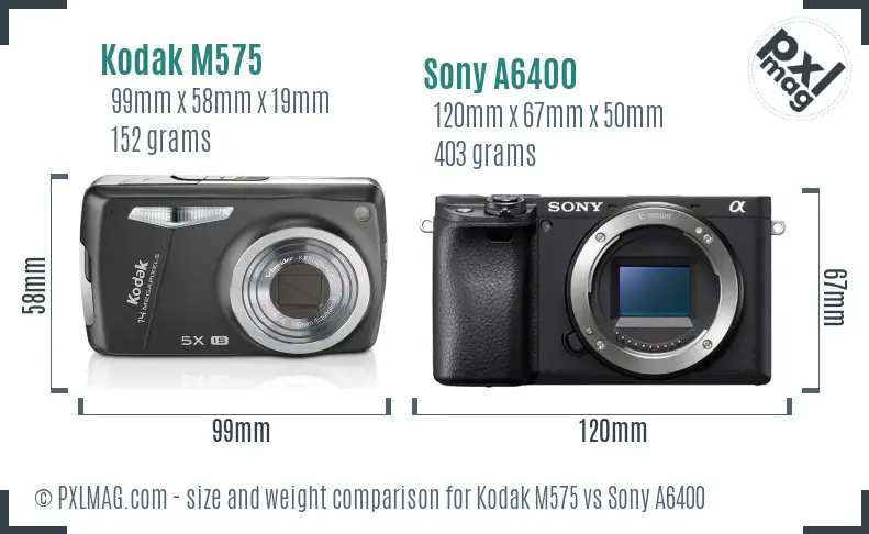 Kodak M575 vs Sony A6400 size comparison