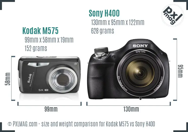 Kodak M575 vs Sony H400 size comparison