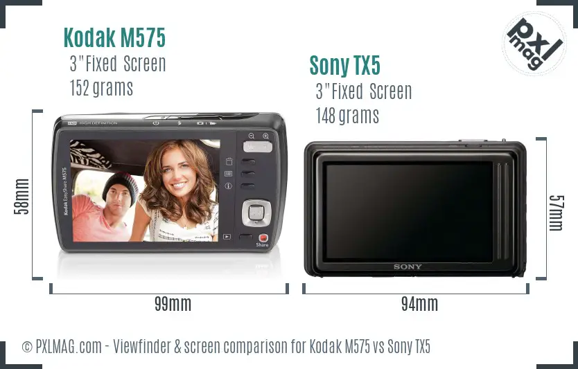 Kodak M575 vs Sony TX5 Screen and Viewfinder comparison Kodak M575 vs Sony TX5 Screen and Viewfinder comparison