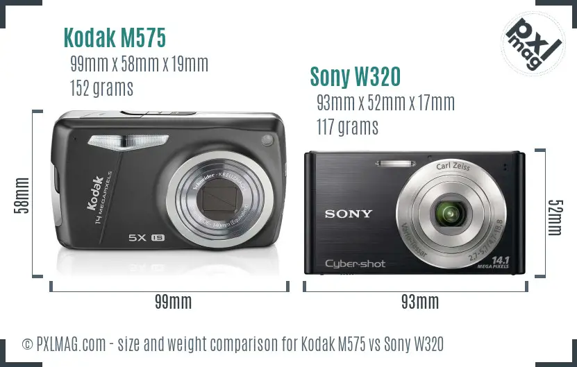 Kodak M575 vs Sony W320 size comparison Kodak M575 vs Sony W320 size comparison