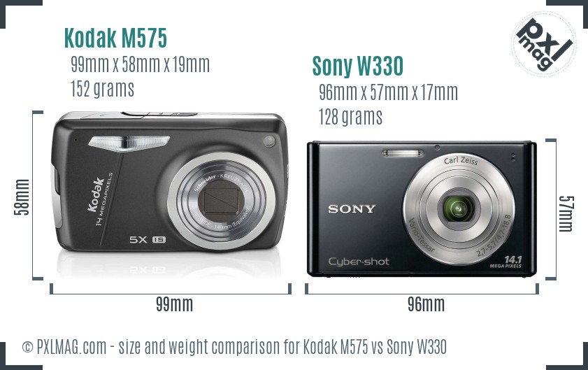 Kodak M575 vs Sony W330 size comparison Kodak M575 vs Sony W330 size comparison