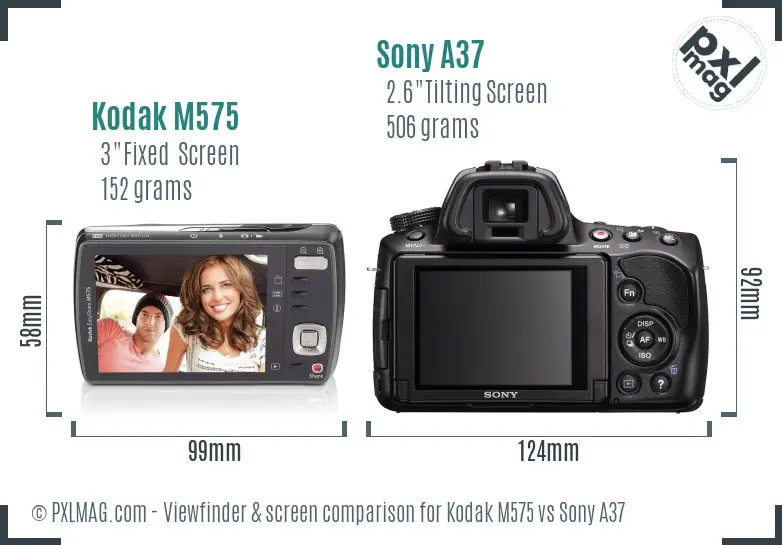 Kodak M575 vs Sony A37 Screen and Viewfinder comparison