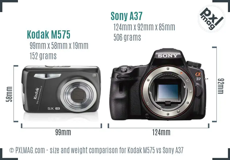 Kodak M575 vs Sony A37 size comparison
