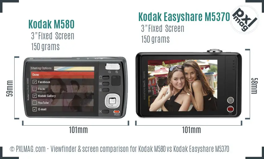 Kodak M580 vs Kodak Easyshare M5370 Screen and Viewfinder comparison