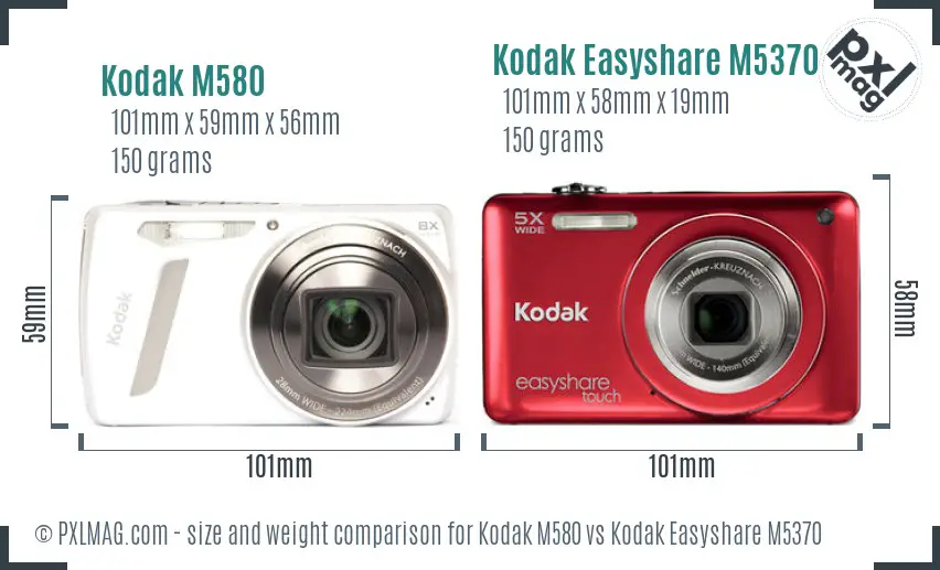 Kodak M580 vs Kodak Easyshare M5370 size comparison