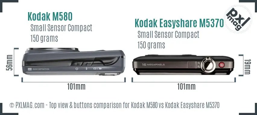 Kodak M580 vs Kodak Easyshare M5370 top view buttons comparison