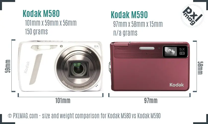 Kodak M580 vs Kodak M590 size comparison