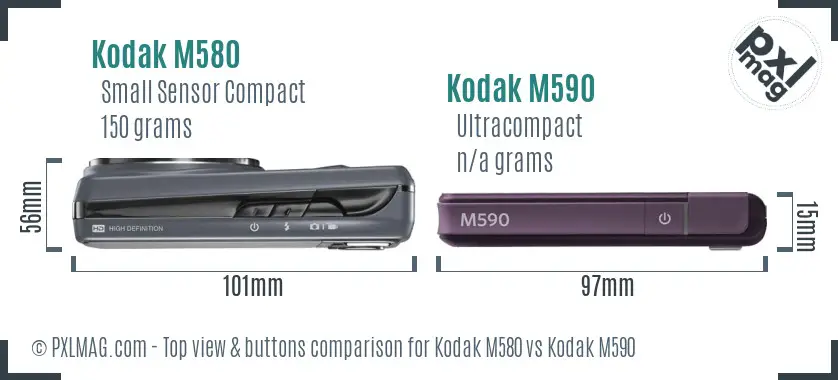 Kodak M580 vs Kodak M590 top view buttons comparison