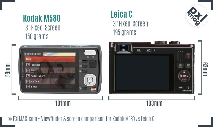 Kodak M580 vs Leica C Screen and Viewfinder comparison