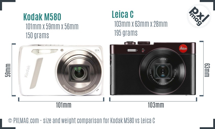 Kodak M580 vs Leica C size comparison