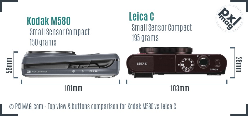 Kodak M580 vs Leica C top view buttons comparison