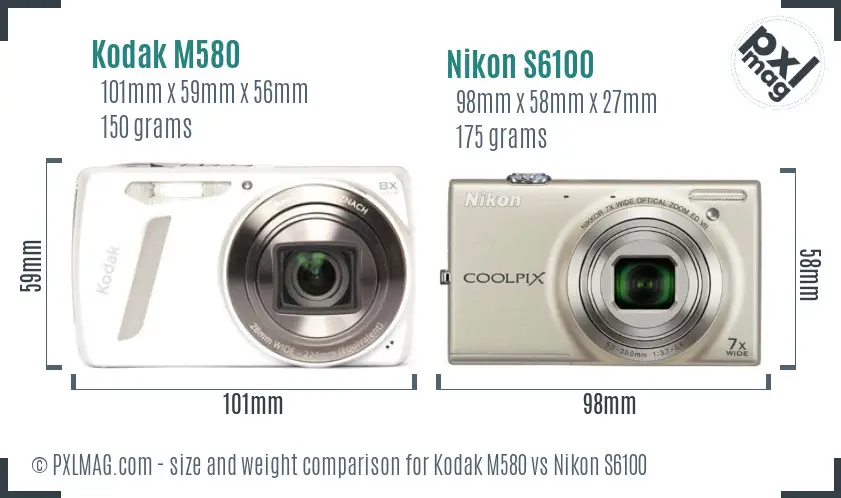 Kodak M580 vs Nikon S6100 size comparison Kodak M580 vs Nikon S6100 size comparison