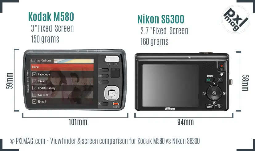 Kodak M580 vs Nikon S6300 Screen and Viewfinder comparison Kodak M580 vs Nikon S6300 Screen and Viewfinder comparison
