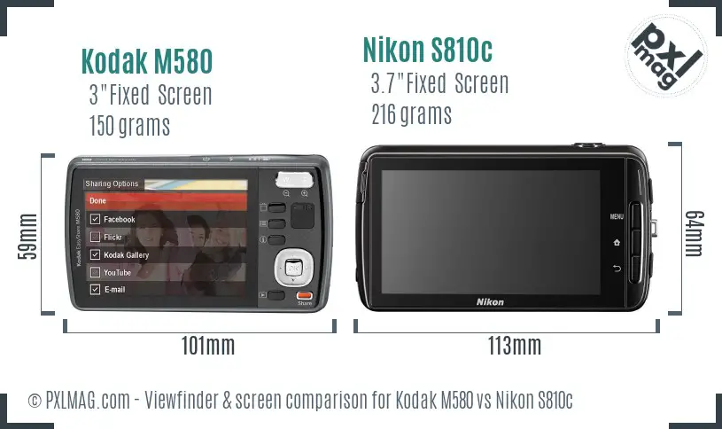 Kodak M580 vs Nikon S810c Screen and Viewfinder comparison Kodak M580 vs Nikon S810c Screen and Viewfinder comparison