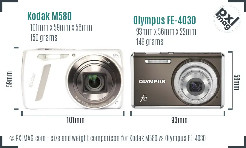 Kodak M580 vs Olympus FE-4030 size comparison