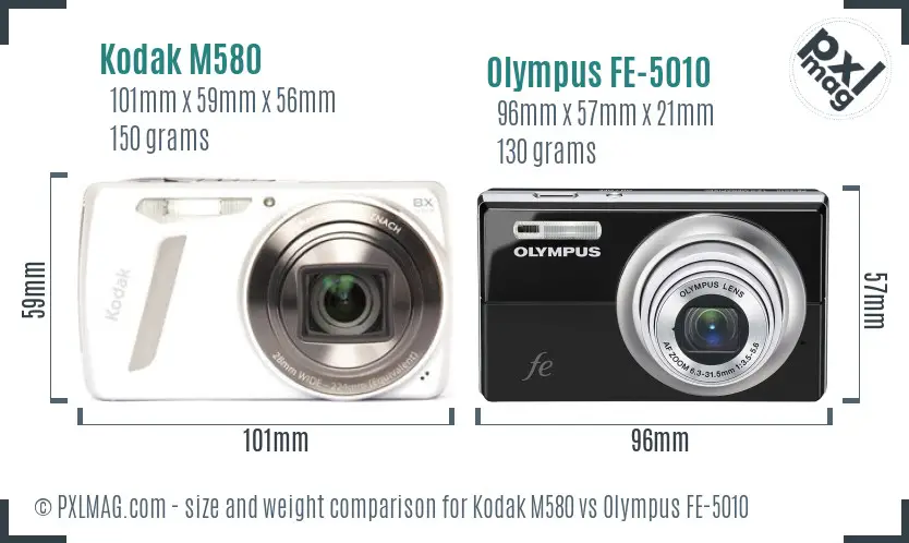Kodak M580 vs Olympus FE-5010 size comparison