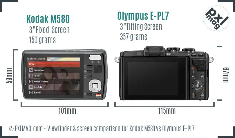 Kodak M580 vs Olympus E-PL7 Screen and Viewfinder comparison
